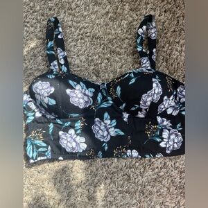 Fitted Black and Purple Bustier Tank Top